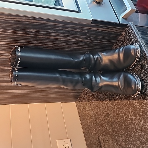 Valentino Leather Boots Black Size 8 - Picture 5 of 12